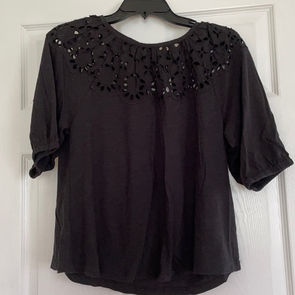 NWT Loft Black T-Shirt. Cute cut-out detail at neck.